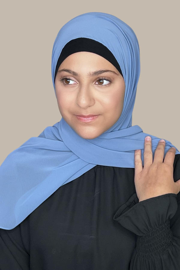 Modish Girl Luxury Chiffon Hijab-Blue Grey