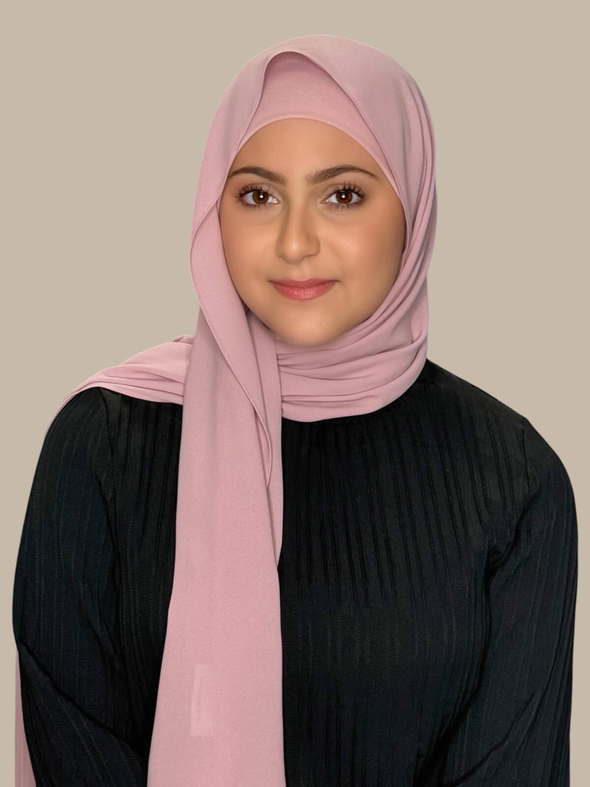 Modish Girl Matching Chiffon Hijab Set-Blush Rose
