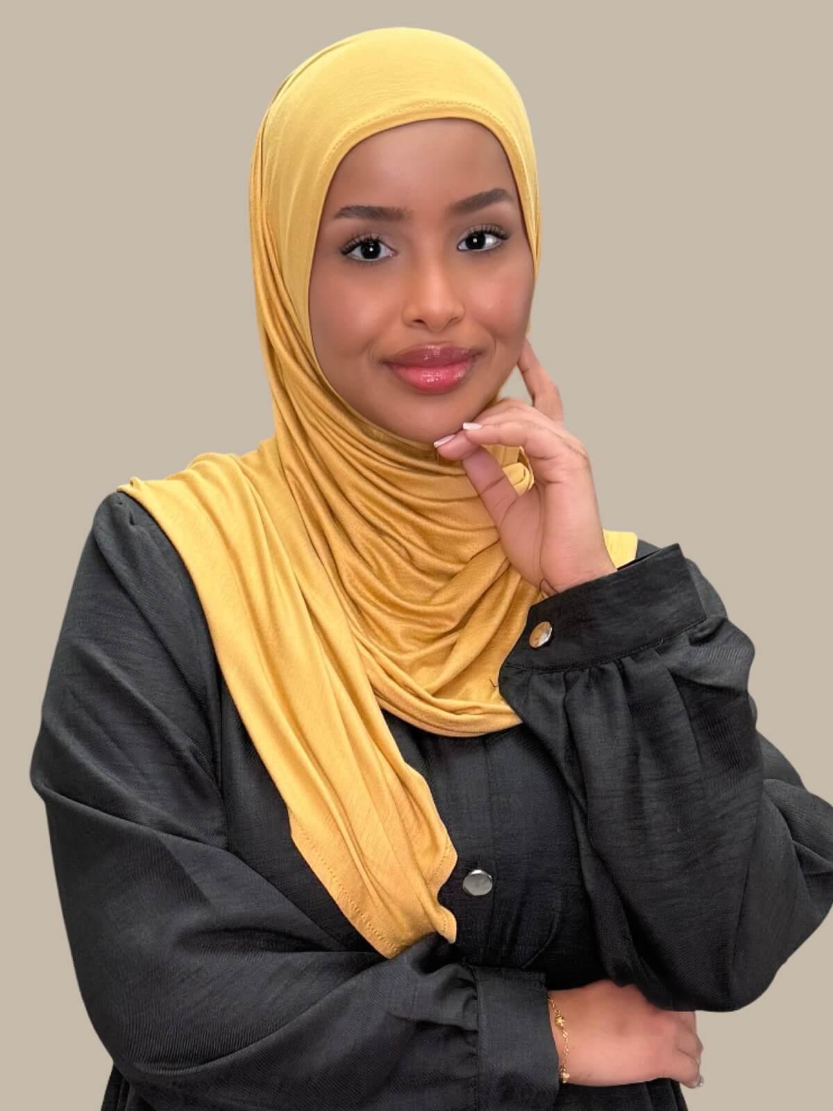 Pre-Sewn Jersey Hijab-Saffron