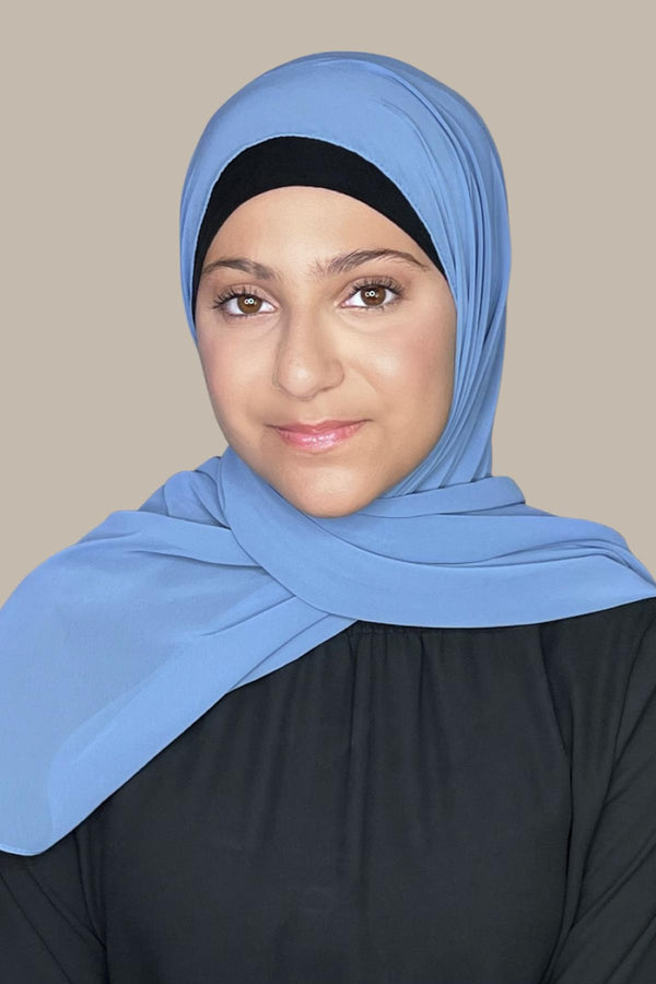 Modish Girl Luxury Chiffon Hijab-Blue Grey