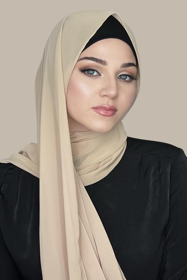 Luxury Chiffon Hijab-Frosted Almond