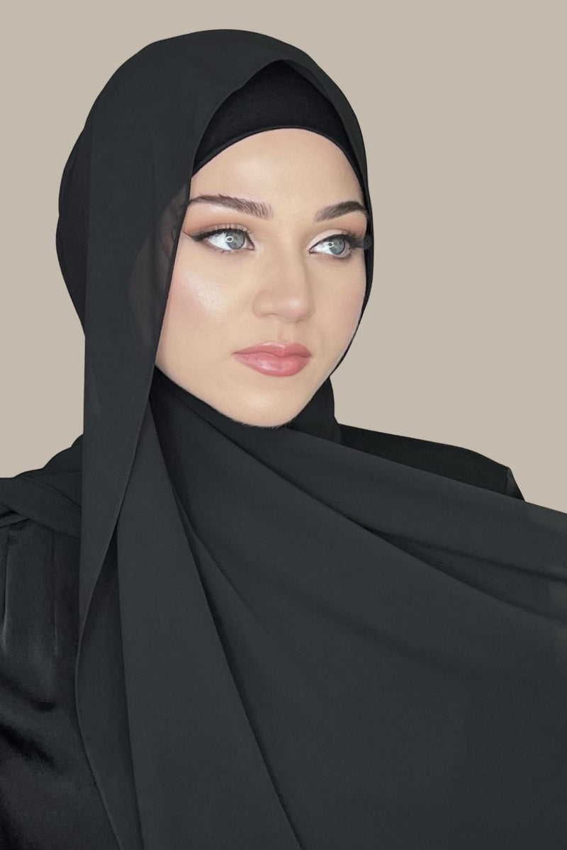 Luxury Chiffon Hijab-Black