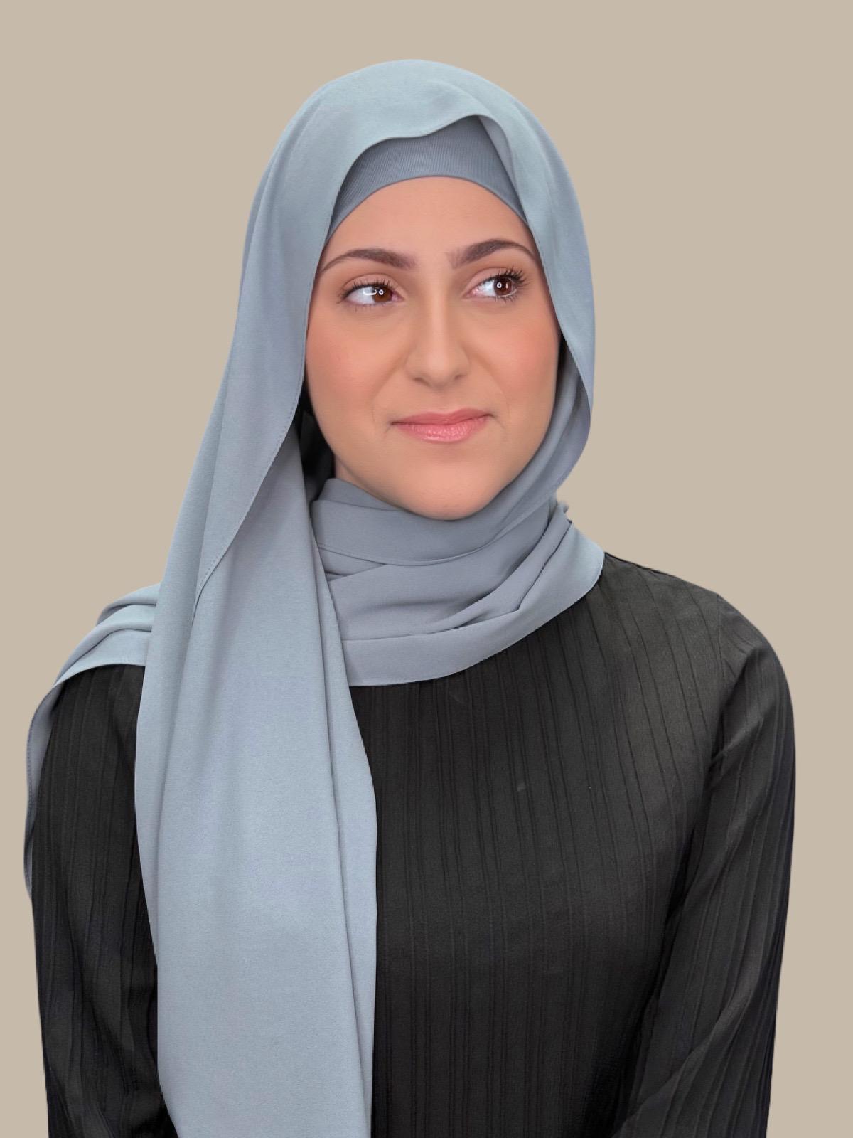 Modish Girl Matching Chiffon Hijab Set-Slate Grey