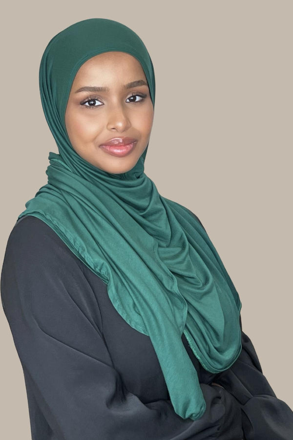 Pre-Sewn Jersey Hijab-Forrest Green