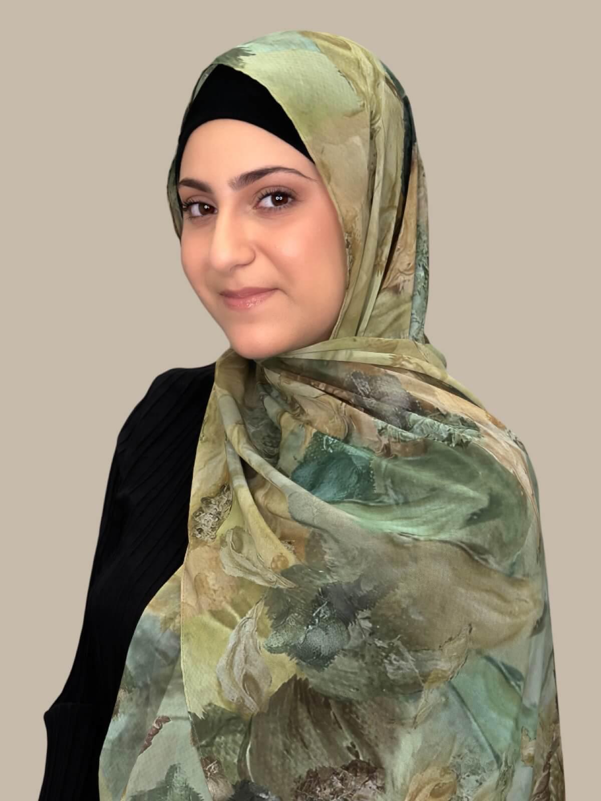 Modish Girl Printed Chiffon Hijab- Willow Drift