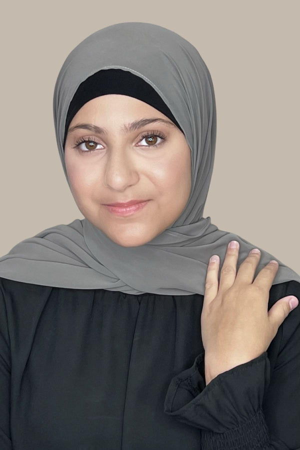 Modish Girl Luxury Chiffon Hijab-Frost Grey