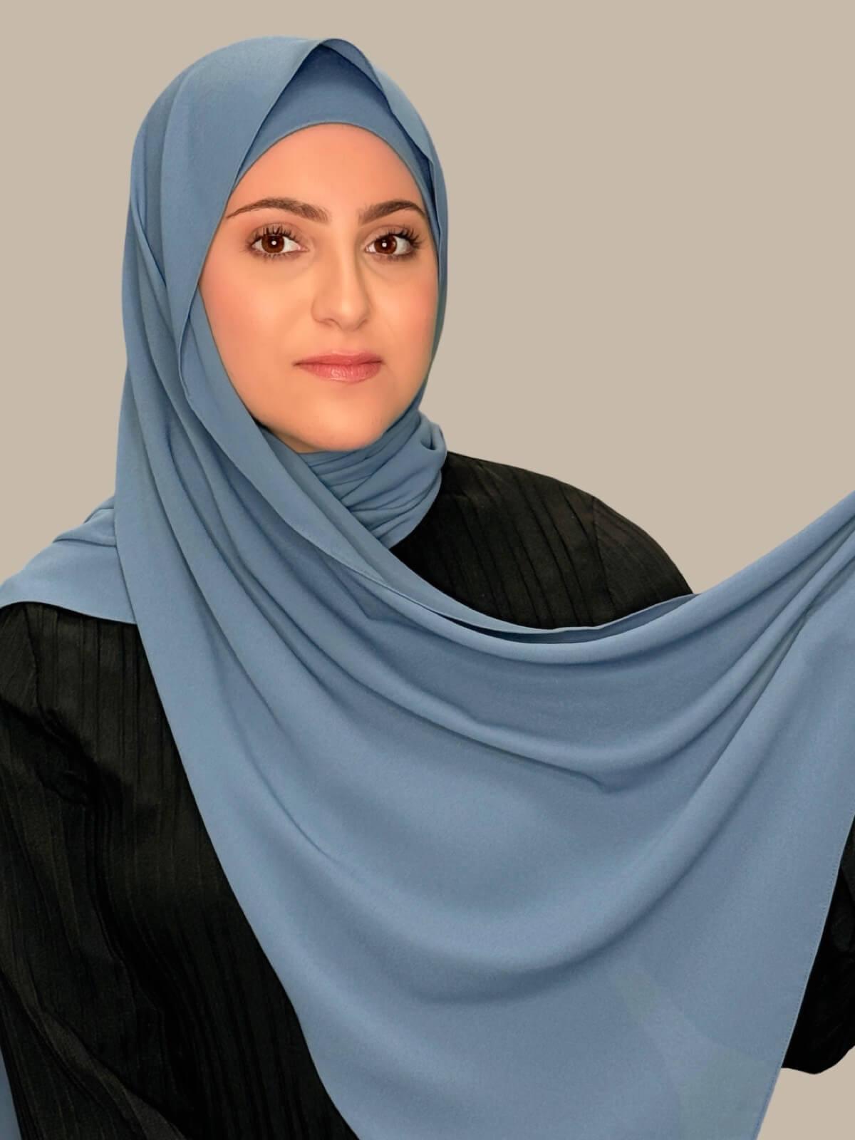 Modish Girl Matching Chiffon Hijab Set-Cool Blue