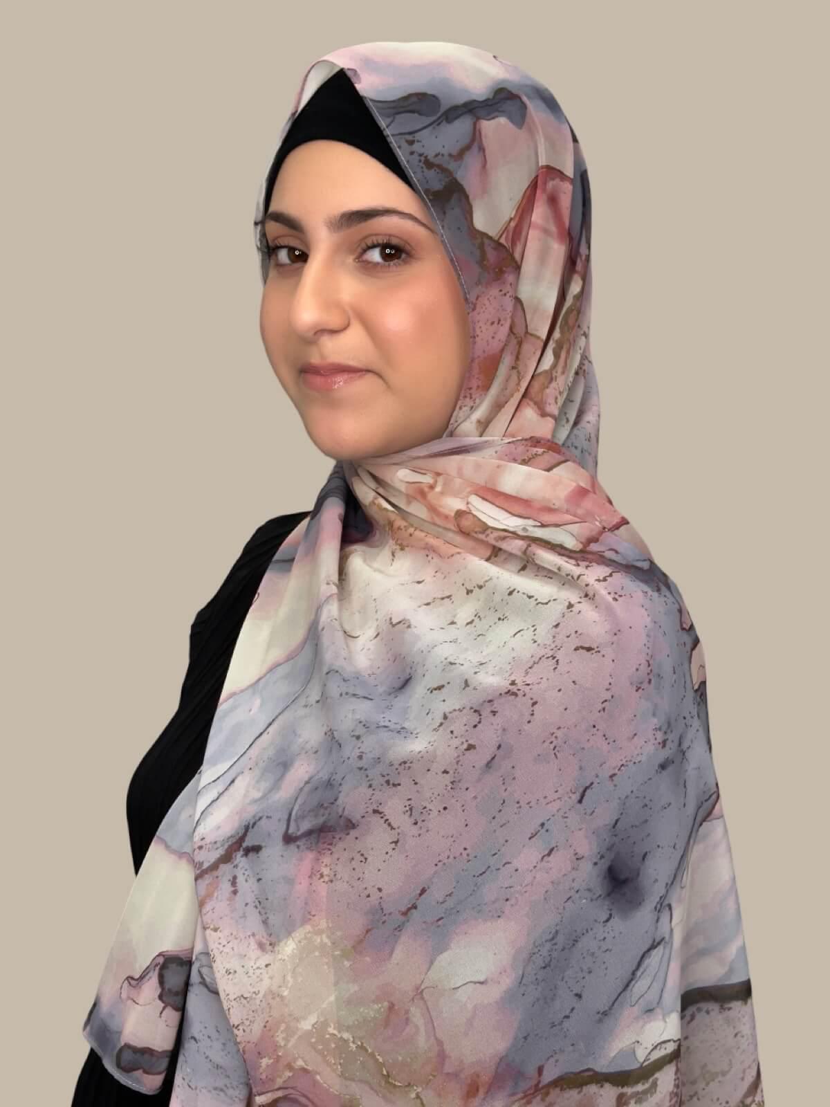 Modish Girl Printed Chiffon Hijab-Blush Quartz
