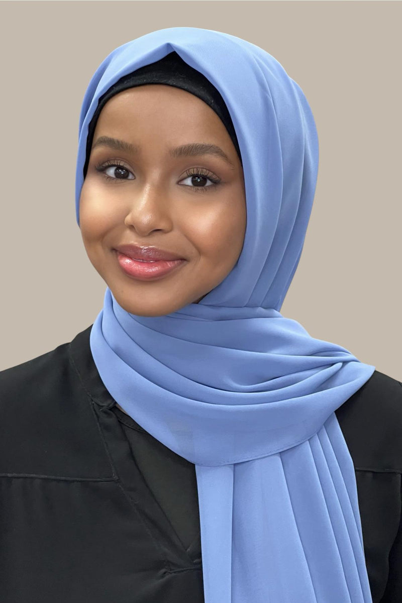 Luxury Chiffon Hijab-Blue Grey