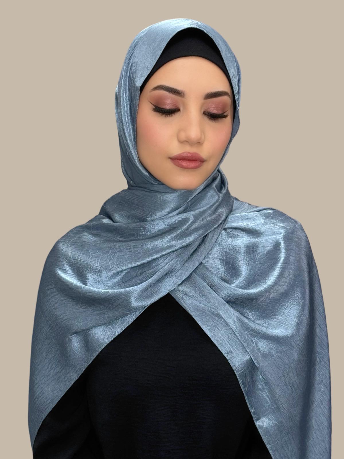 Classic Satin Hijab-Jean Blue