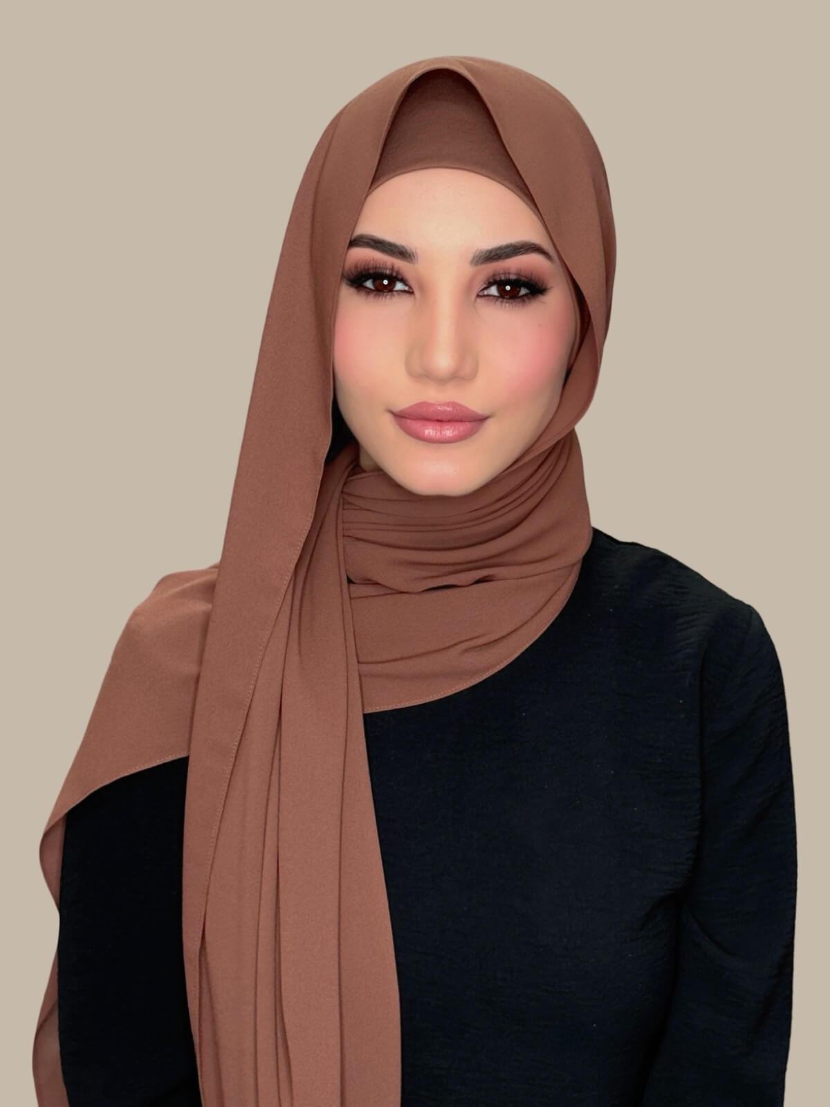Matching Chiffon Hijab Set-Cinnamon