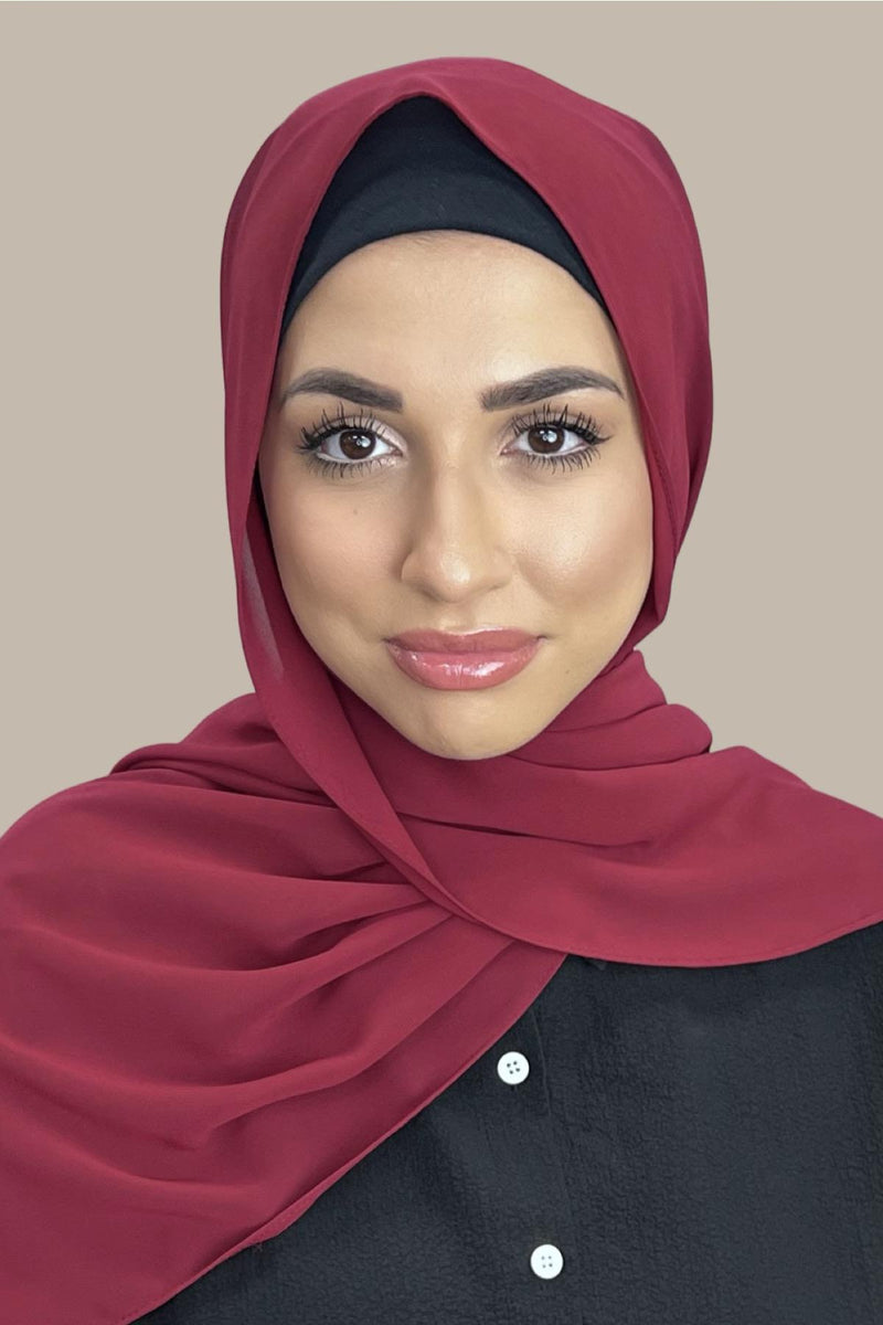 Luxury Chiffon Hijab-Blood Red