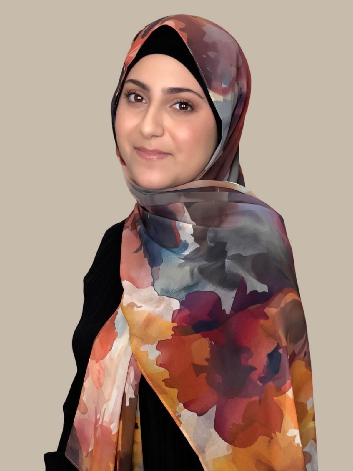 Modish Girl Printed Chiffon Hijab-Sienna Petals