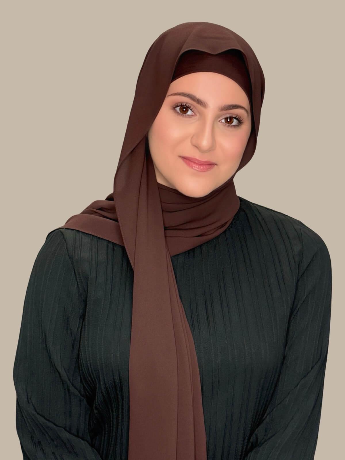 Modish Girl Matching Chiffon Hijab Set-Umber
