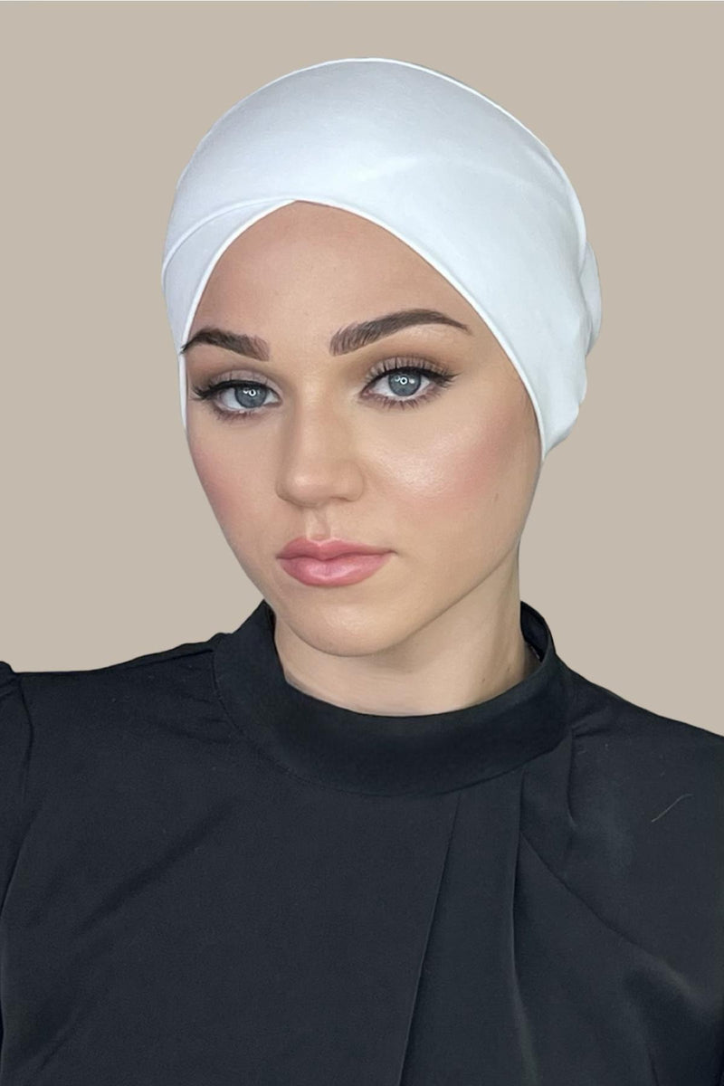 Premium Jersey cross front underscarf-White