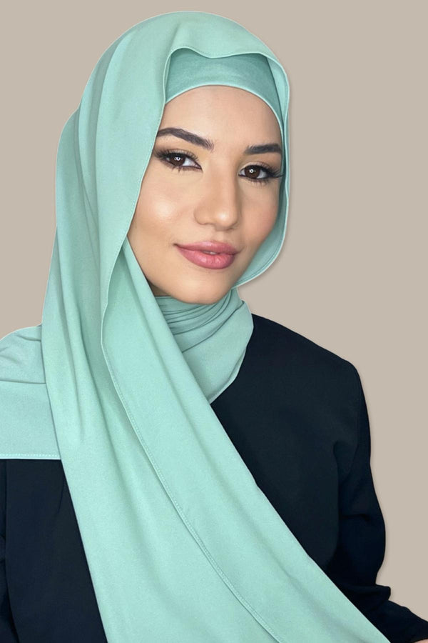 Matching Chiffon Hijab Set-Green Lagoon