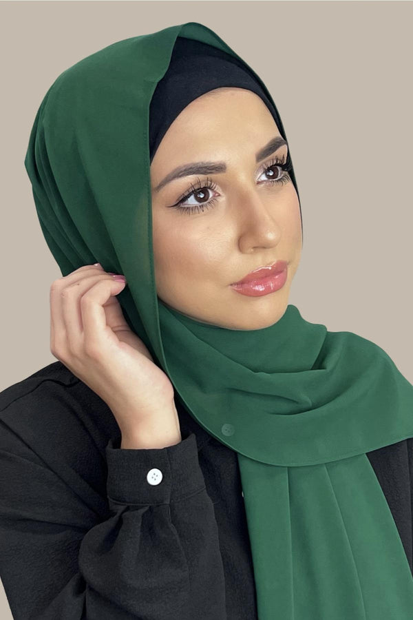 Luxury Chiffon Hijab-Emerald Green