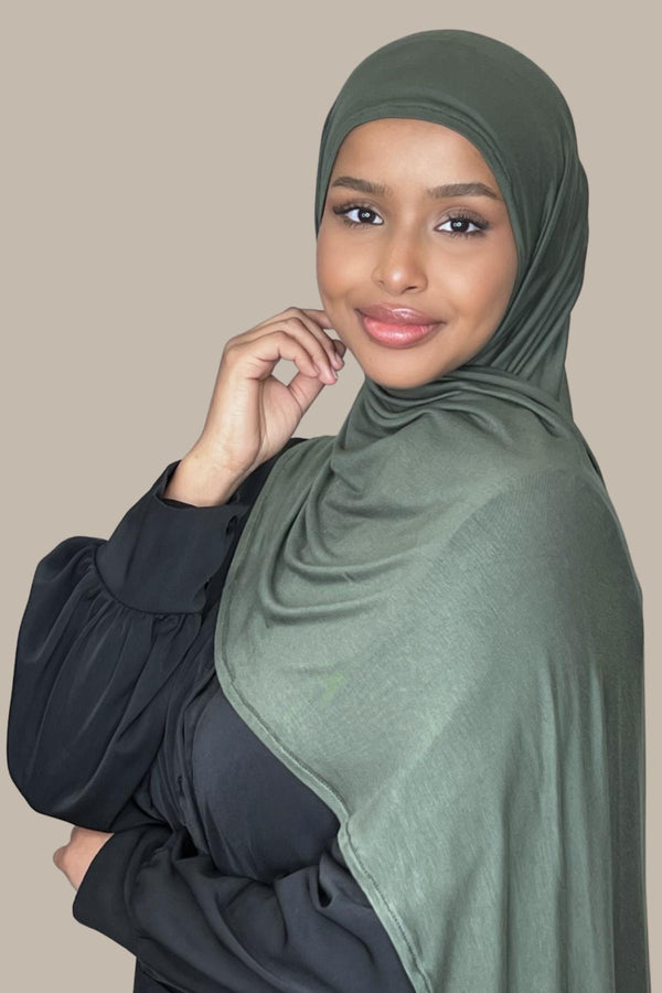 Instant Premium Jersey Hijab-Army Green