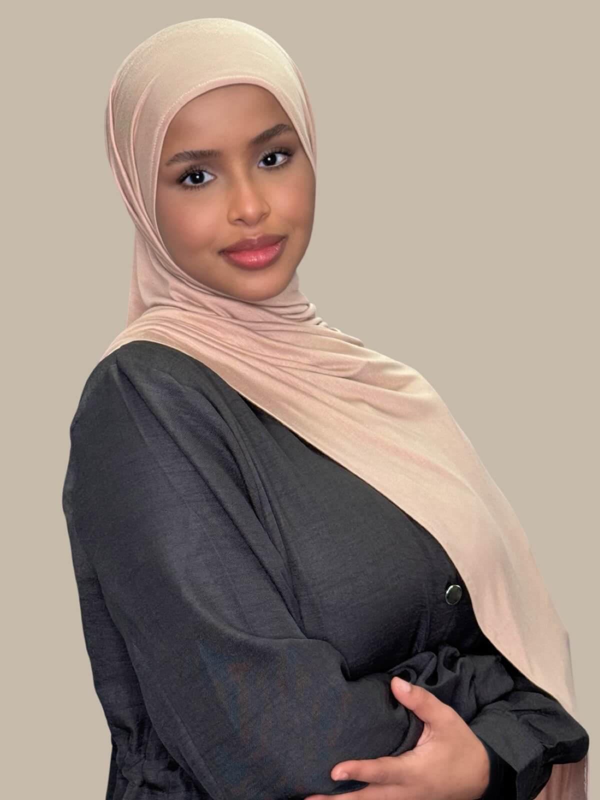 Warm Taupe Pre-Sewn Jersey Hijab | Slip-On, No Pins | Modish Hijab