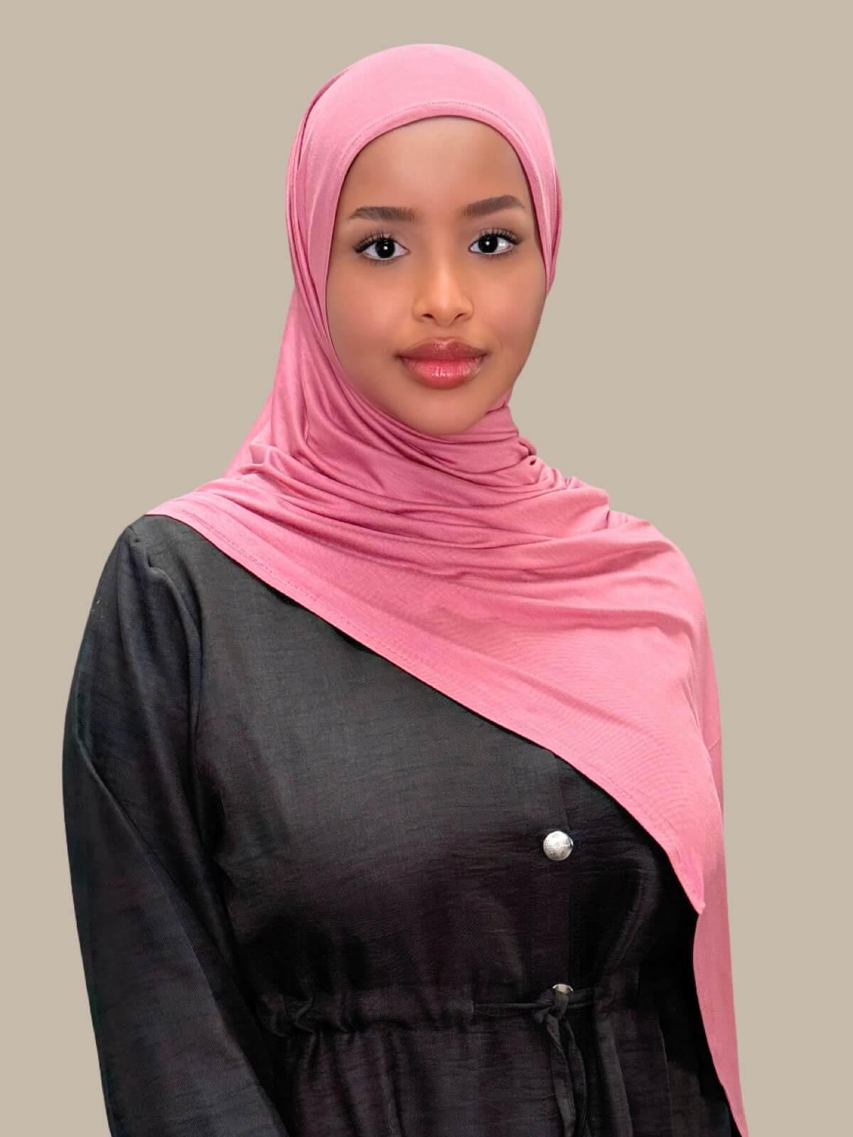 Pre-Sewn Jersey Hijab-Pale Rose