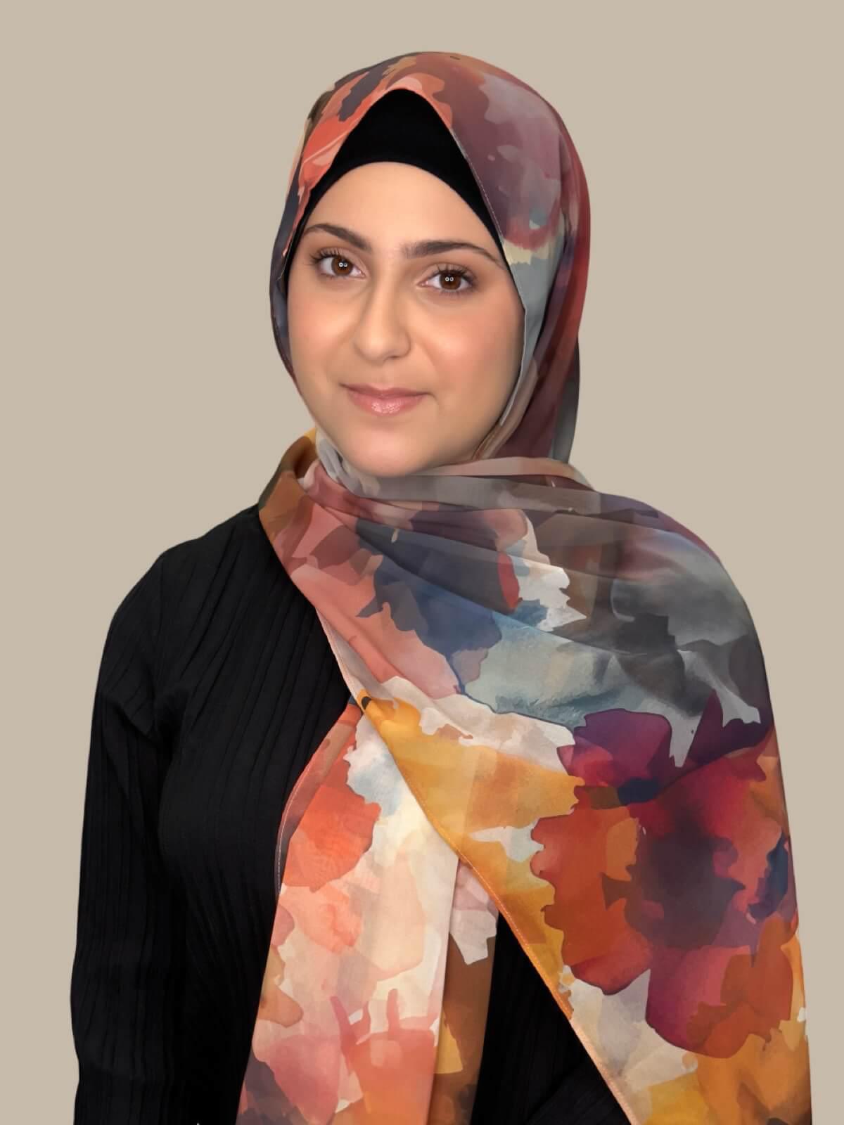 Modish Girl Printed Chiffon Hijab-Sienna Petals