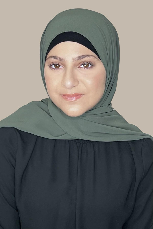 Modish Girl Luxury Chiffon Hijab-Army Green