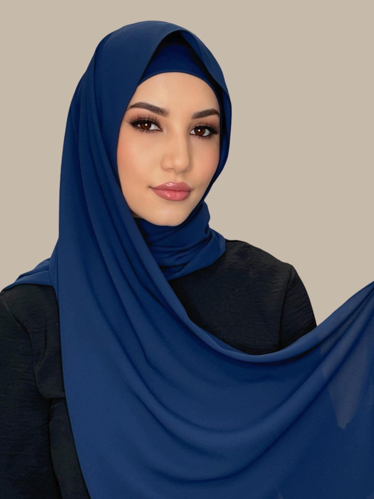 Matching Chiffon Hijab Set-Navy