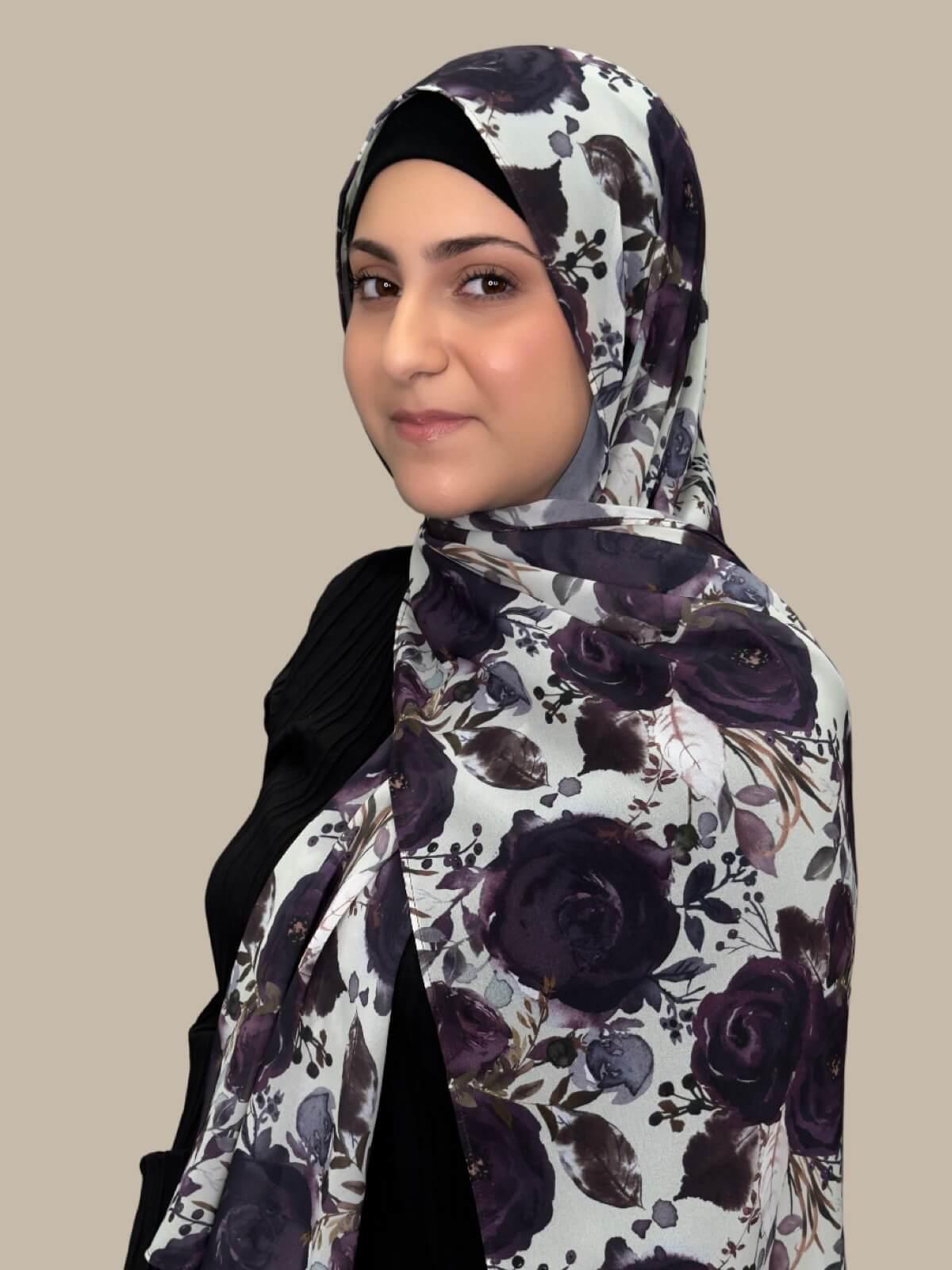 Modish Girl Printed Chiffon Hijab-Plum Orchid