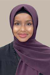 Luxury Chiffon Hijab-Eggplant