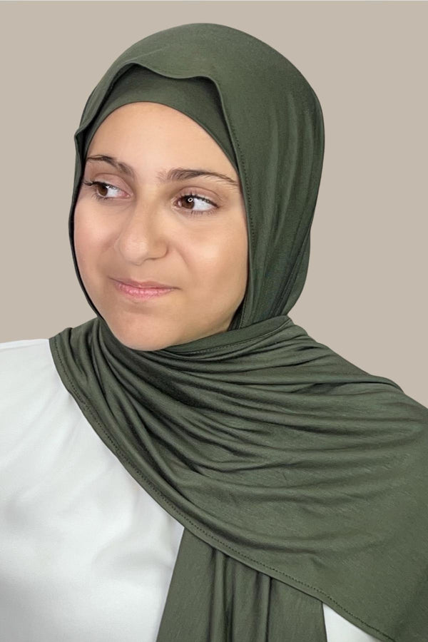 Modish Girl Premium Jersey hijab-Army Green