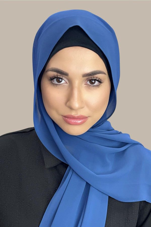 Luxury Chiffon Hijab-Blue Jay