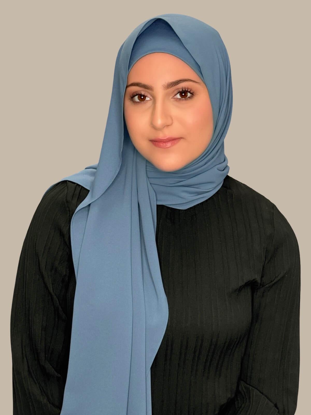 Modish Girl Matching Chiffon Hijab Set-Cool Blue