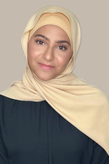 Modish Girl Matching Chiffon Hijab Set-Caramel