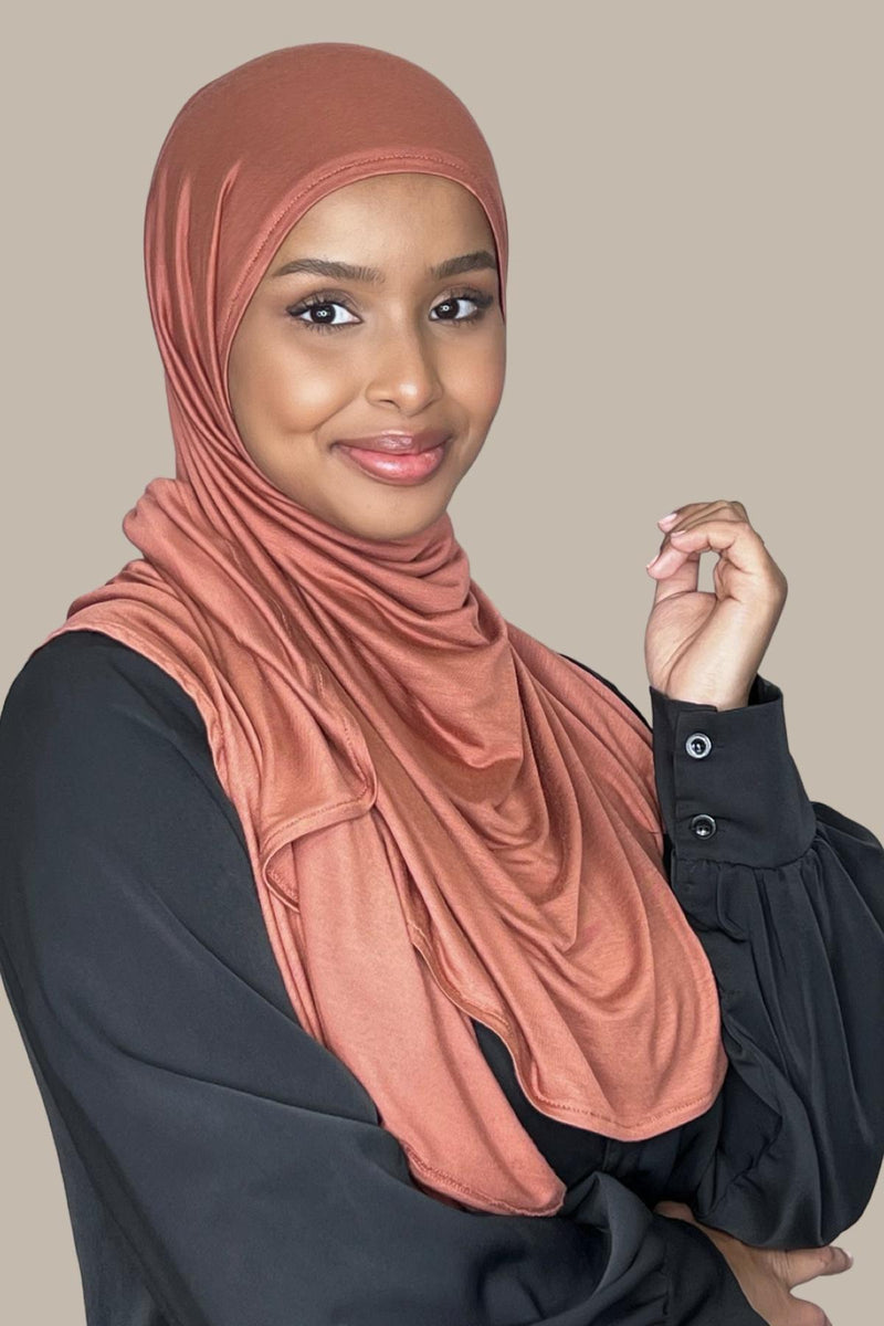 Instant Premium Jersey Hijab-Brick Red