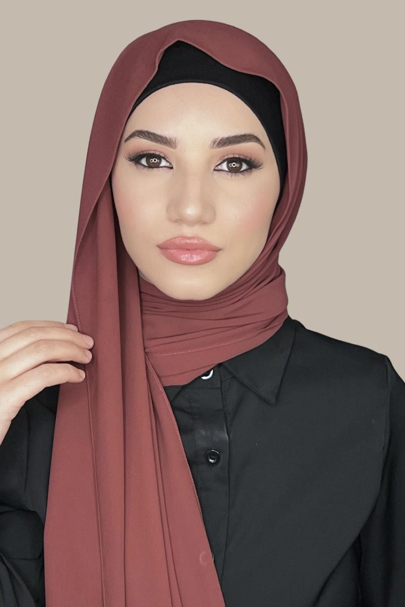 Classic Chiffon Hijab-Auburn Red