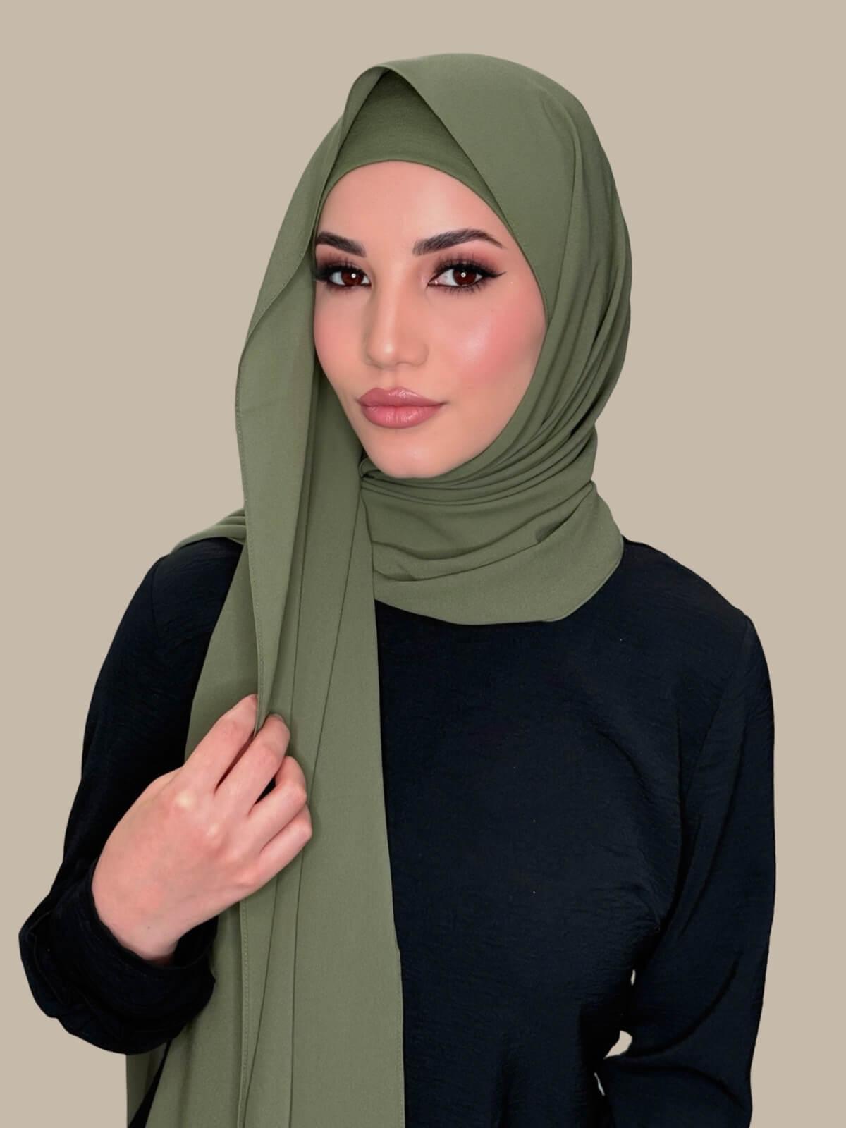 Matching Chiffon Hijab Set-Dusty Olive