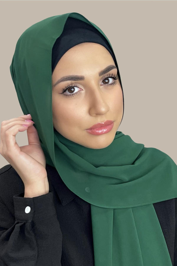 Luxury Chiffon Hijab-Emerald Green