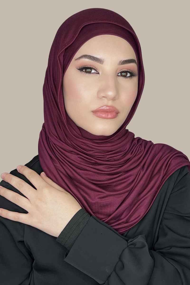 Premium Jersey Hijab-Burgundy