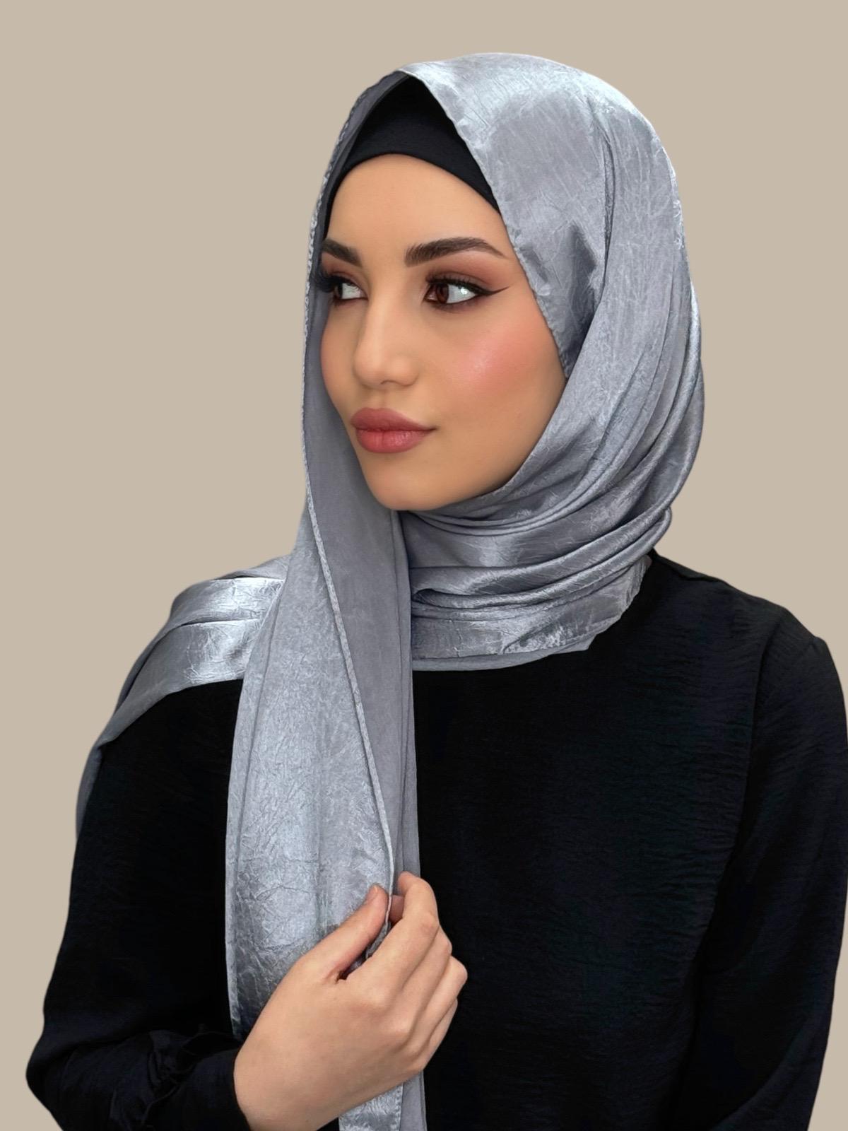 Classic Satin Hijab-Slate Dove Grey