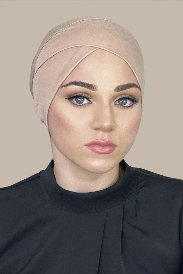 Premium Jersey Cross Front Underscarf -Warm Taupe