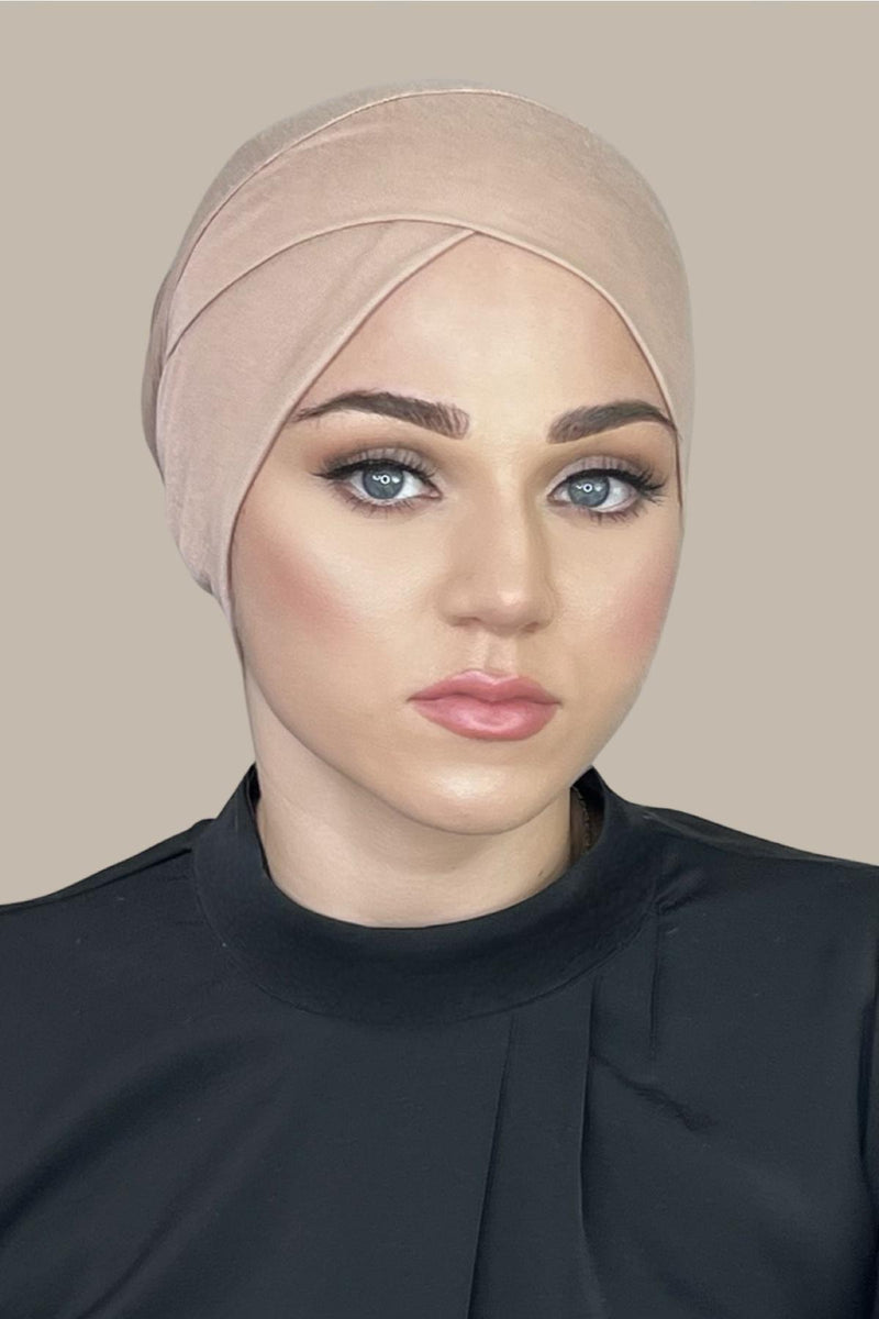 Premium Jersey Cross Front Underscarf -Warm Taupe