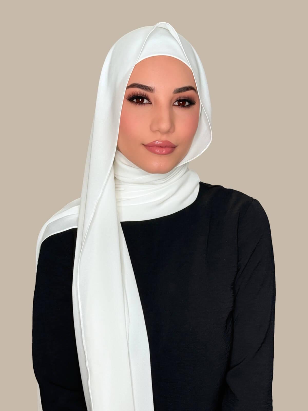 Matching Chiffon Hijab Set-White