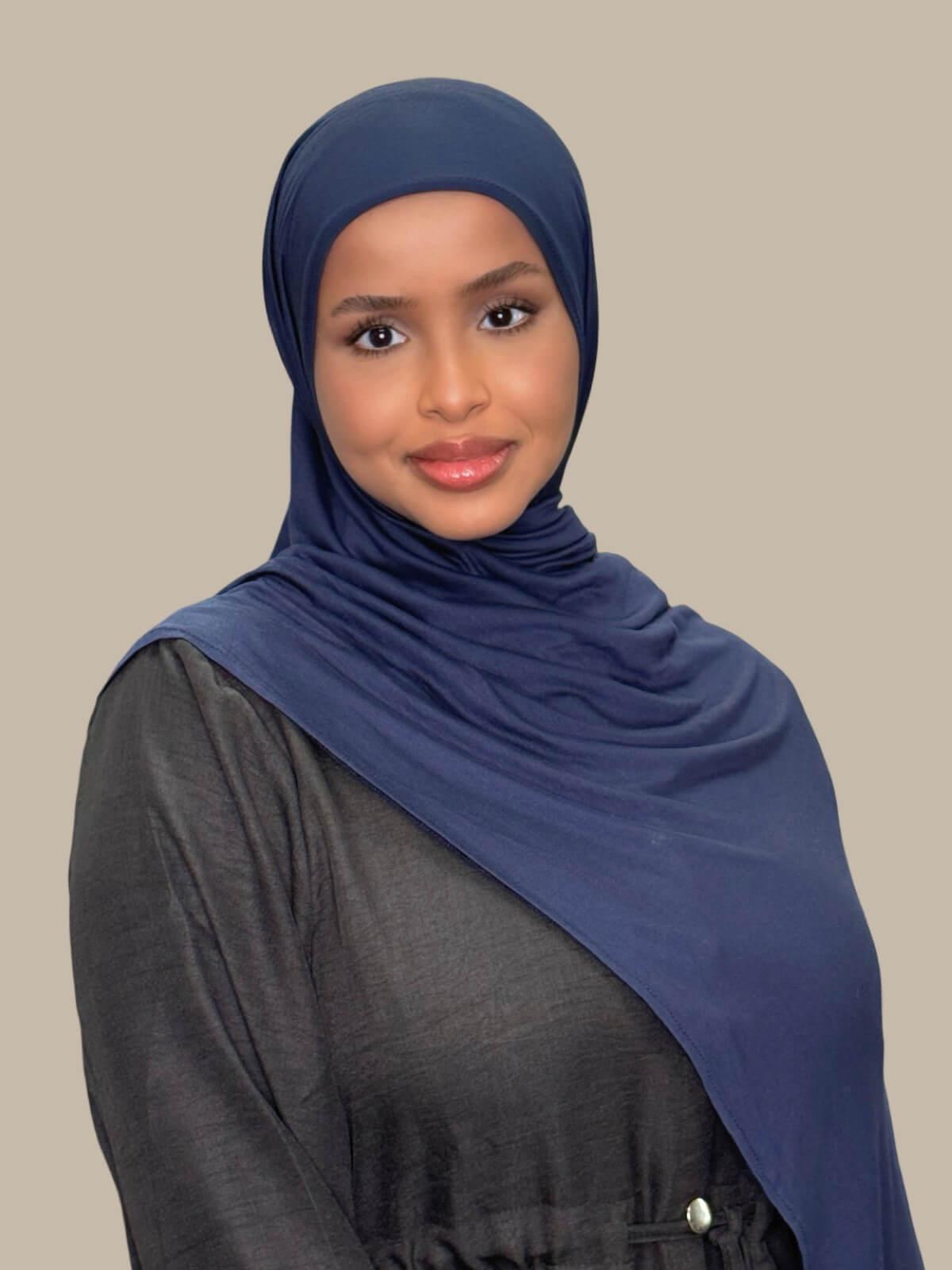 Pre-Sewn Jersey Hijab-Navy