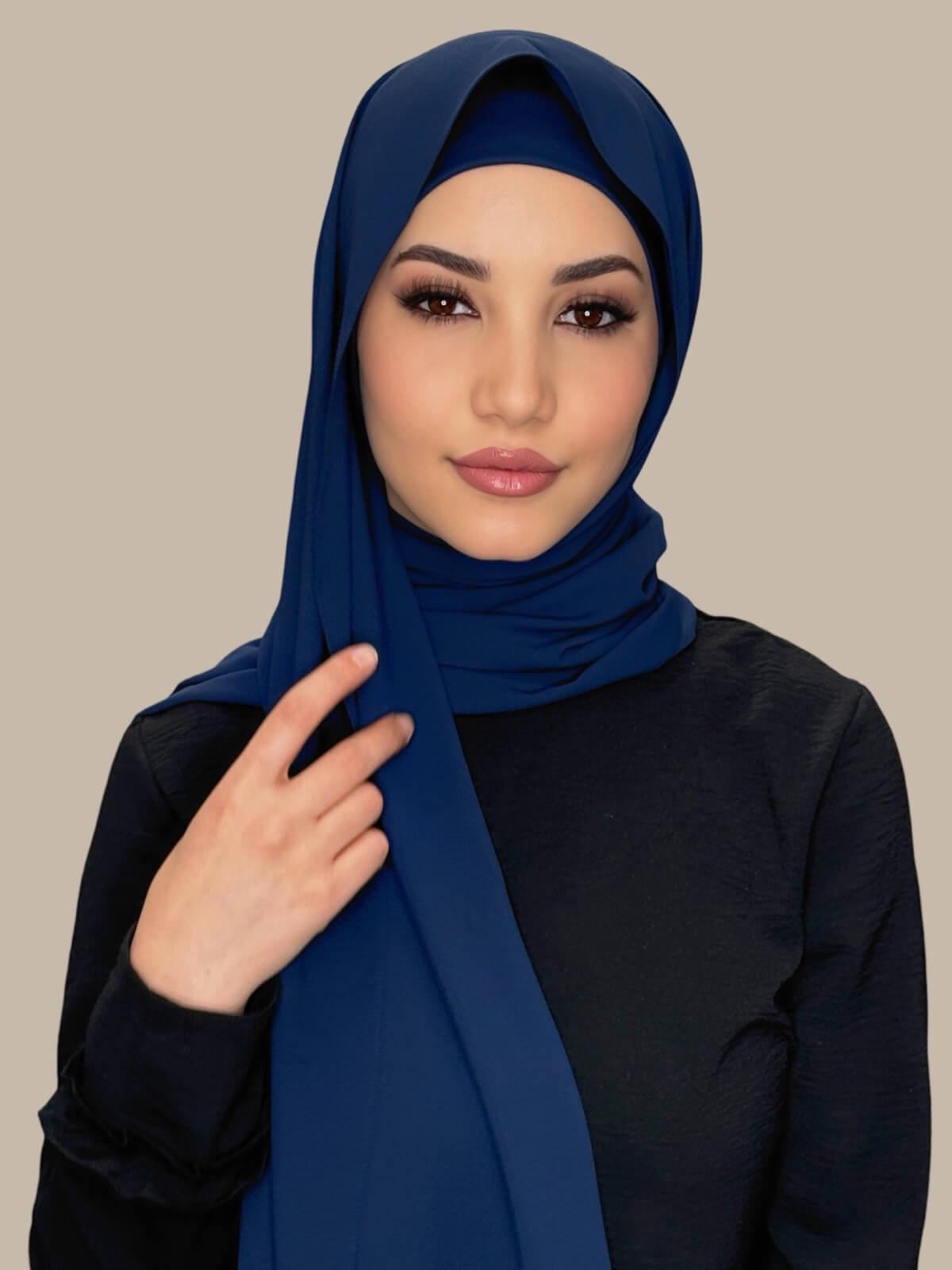 Matching Chiffon Hijab Set-Navy