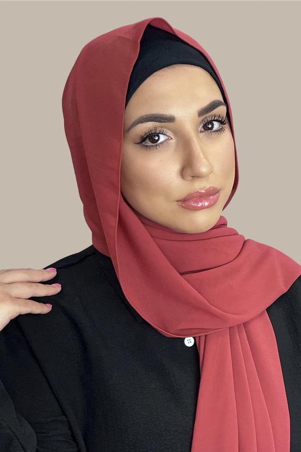 Classic Chiffon Hijab-Scarlet Red