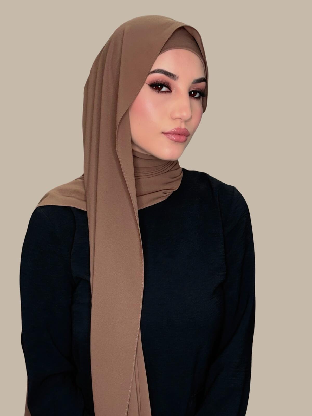 Matching Chiffon Hijab Set-Walnut Brown