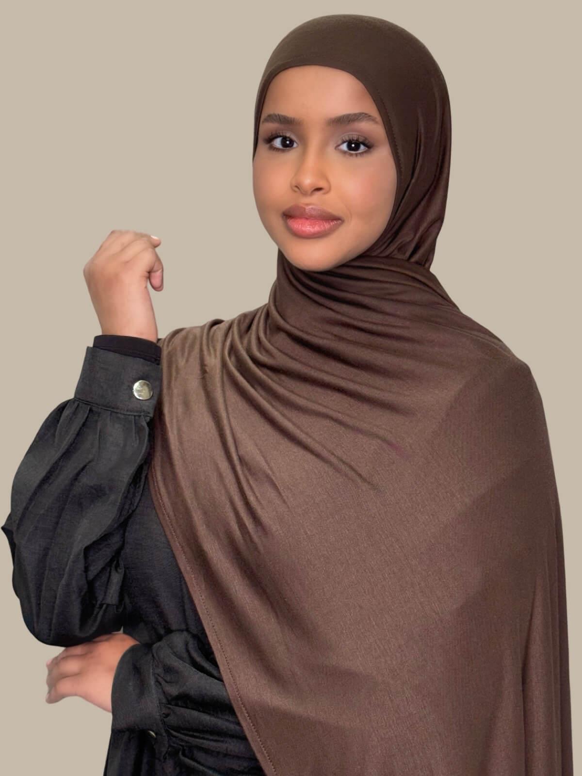Pre-Sewn Jersey Hijab-Chocolate Brown