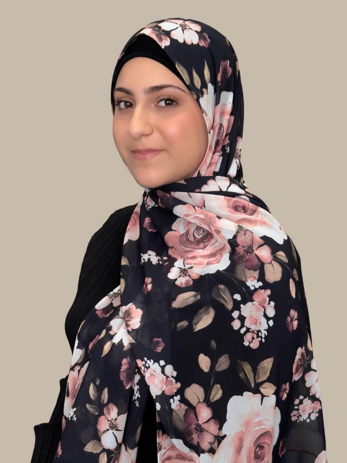 Modish Girl Printed Chiffon Hijab-Breathless Blossom