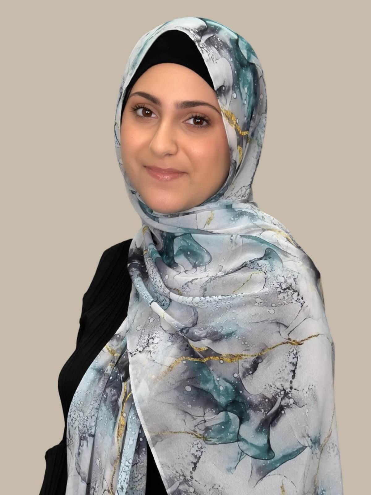 Modish Girl Printed Chiffon Hijab- Mystic Marble