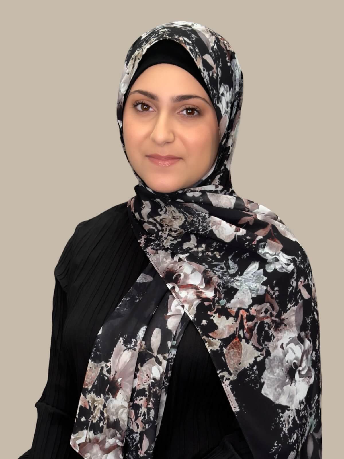 Modish Girl Printed Chiffon Hijab- Fleurette Slate II